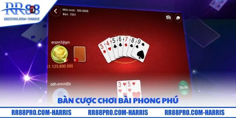 Game Bài RR88 Trải Nghiệm Top Trò Chơi Kinh Điển 2024 2 Bàn cược chơi bài phong phú