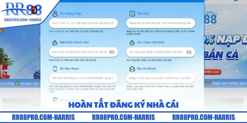 Đăng Ký RR88 Nhanh Chóng, An Toàn Và Chính Xác Nhất 3 Hoàn tất đăng ký nhà cái